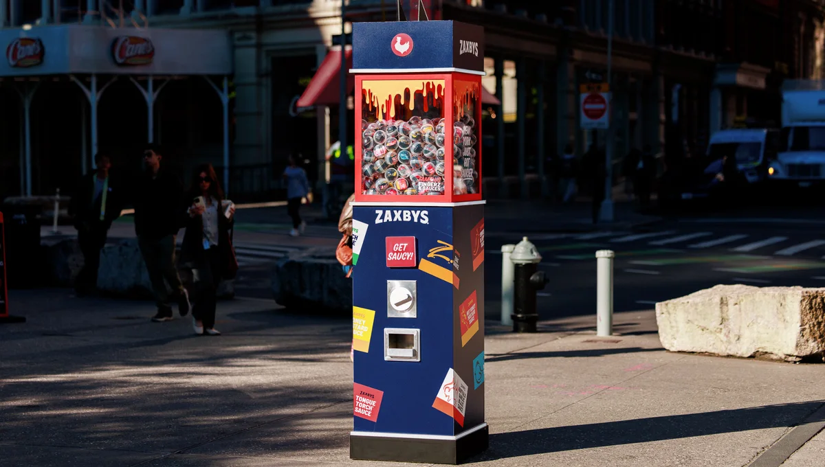 Astor Place’de Raising Cane’s karşısına kurulan Zax Machine sos otomatı