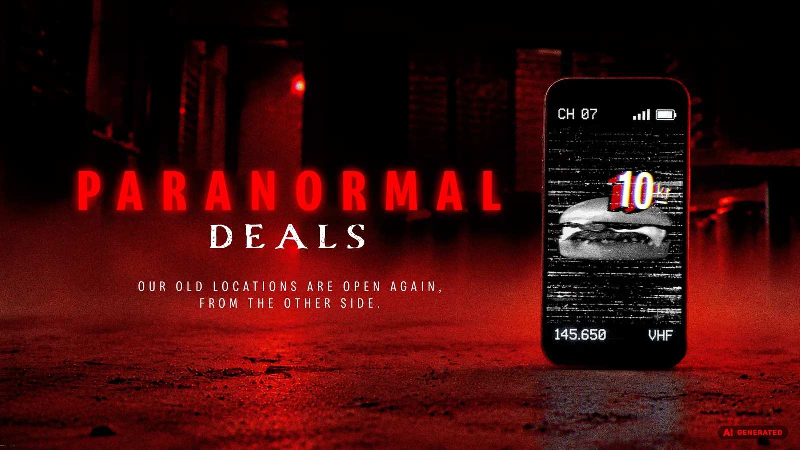 Paranormal Deals teklifini eski televizyon estetiğiyle gösteren telefon ekranı