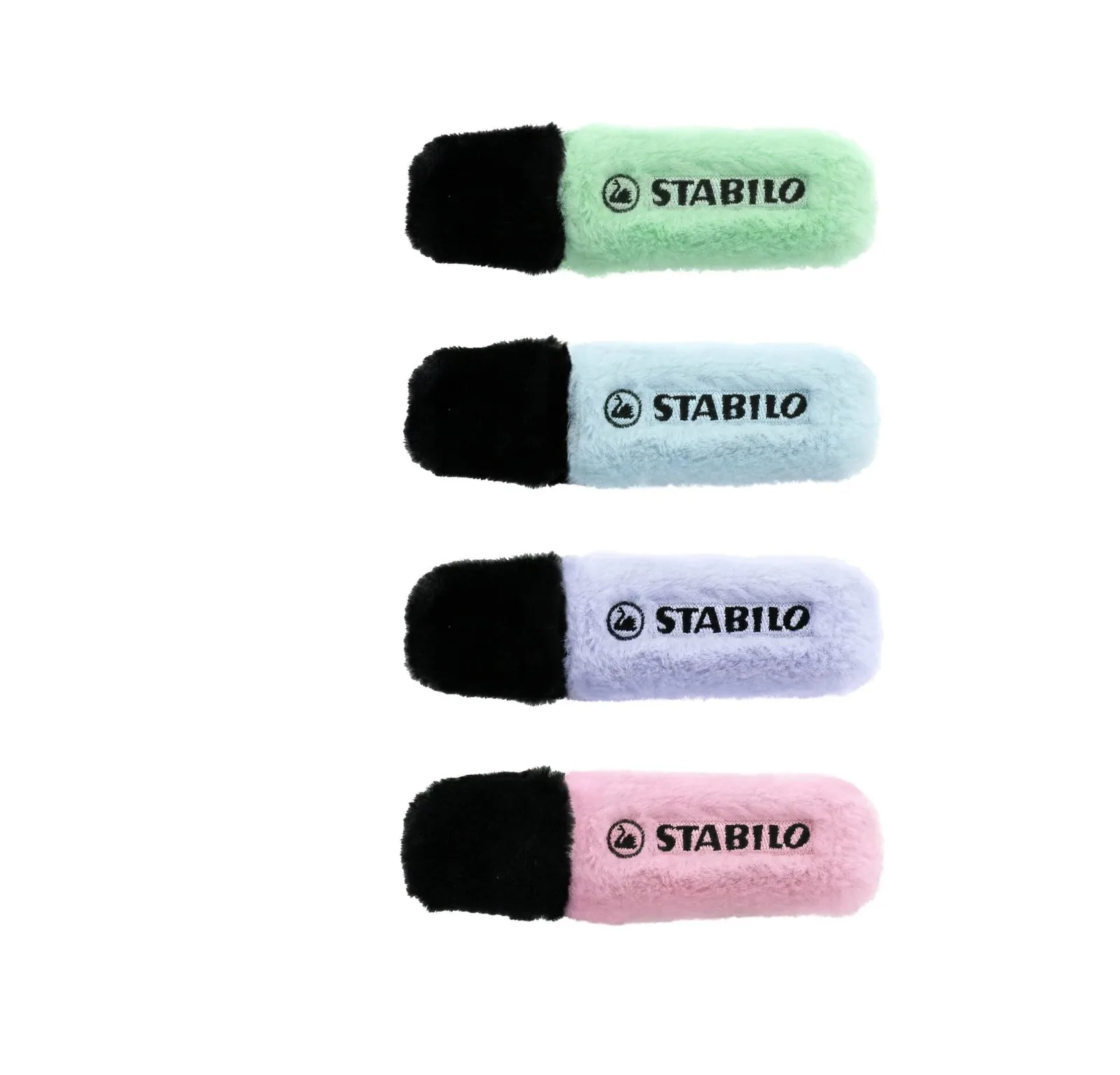 Lila mavi mint ve pembe peluş STABILO kalemleri