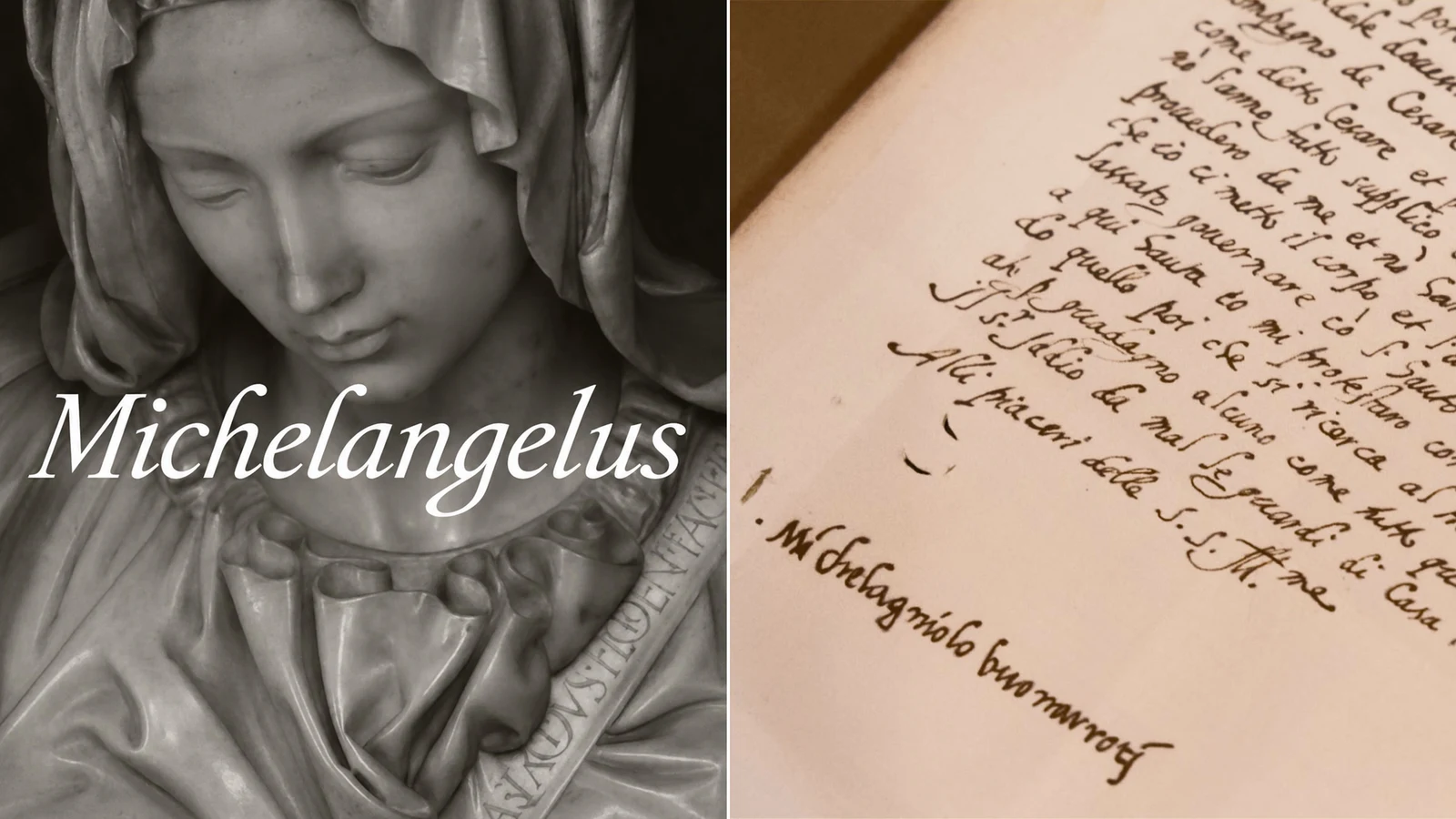 Michelangelus yazısı ile heykel ve el yazması karşılaştırması