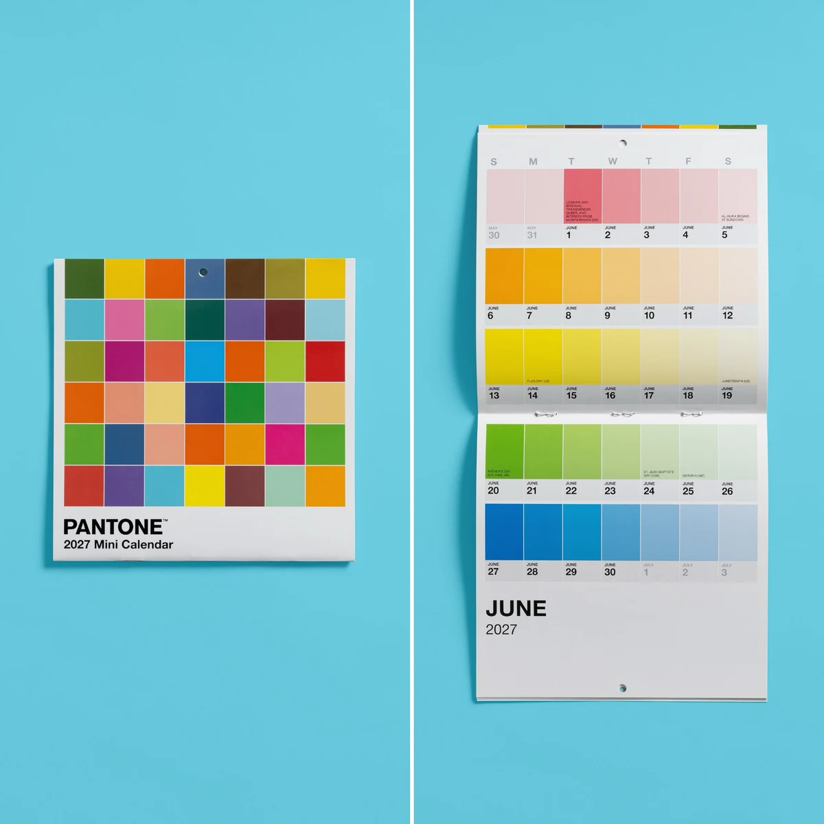 Renk kartelası biçimli günlük Pantone takvim yaprakları