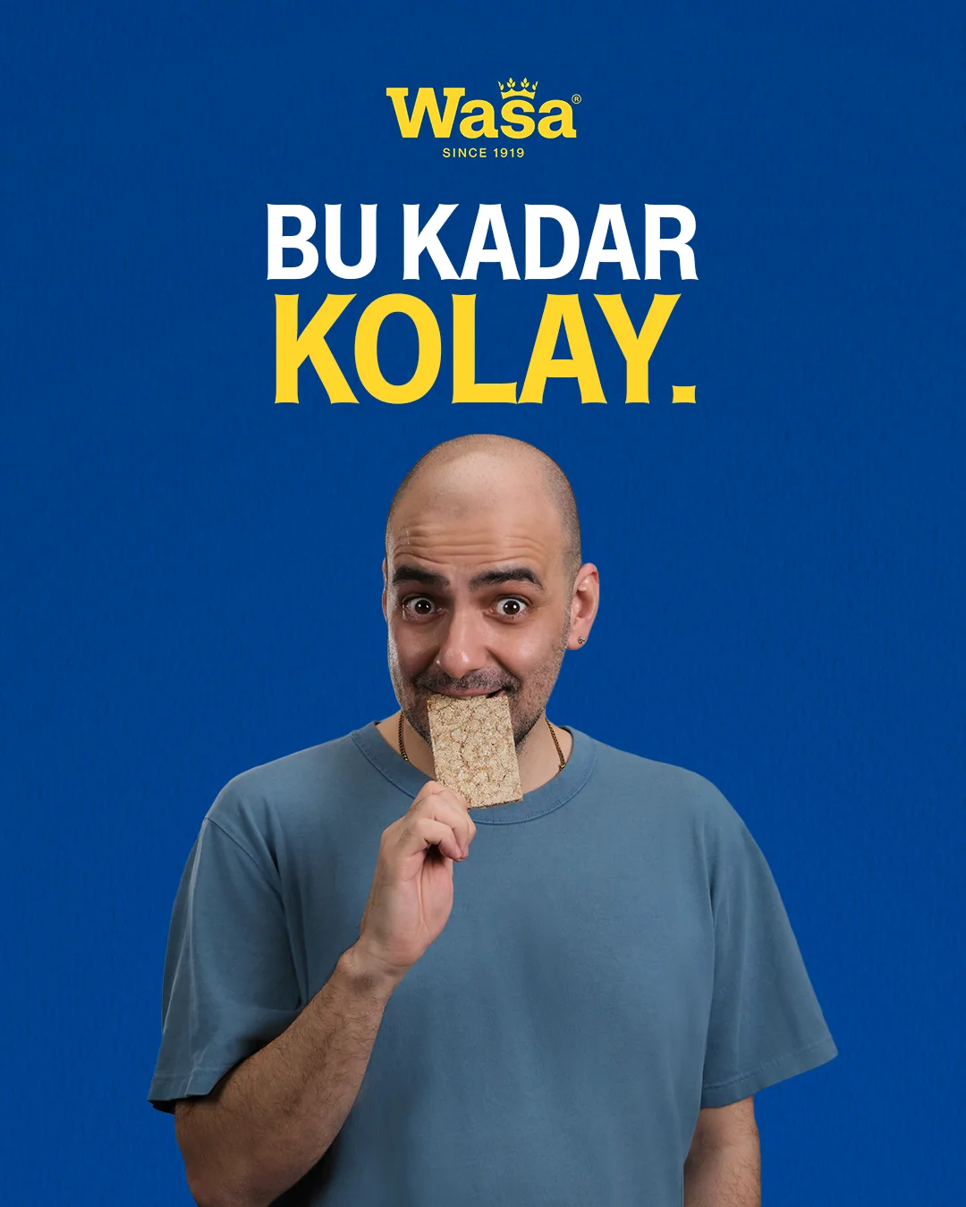 Wasa’nın Bu Kadar Kolay kampanyasında Bartu Küçükçağlayan’ın yer aldığı ana görsel