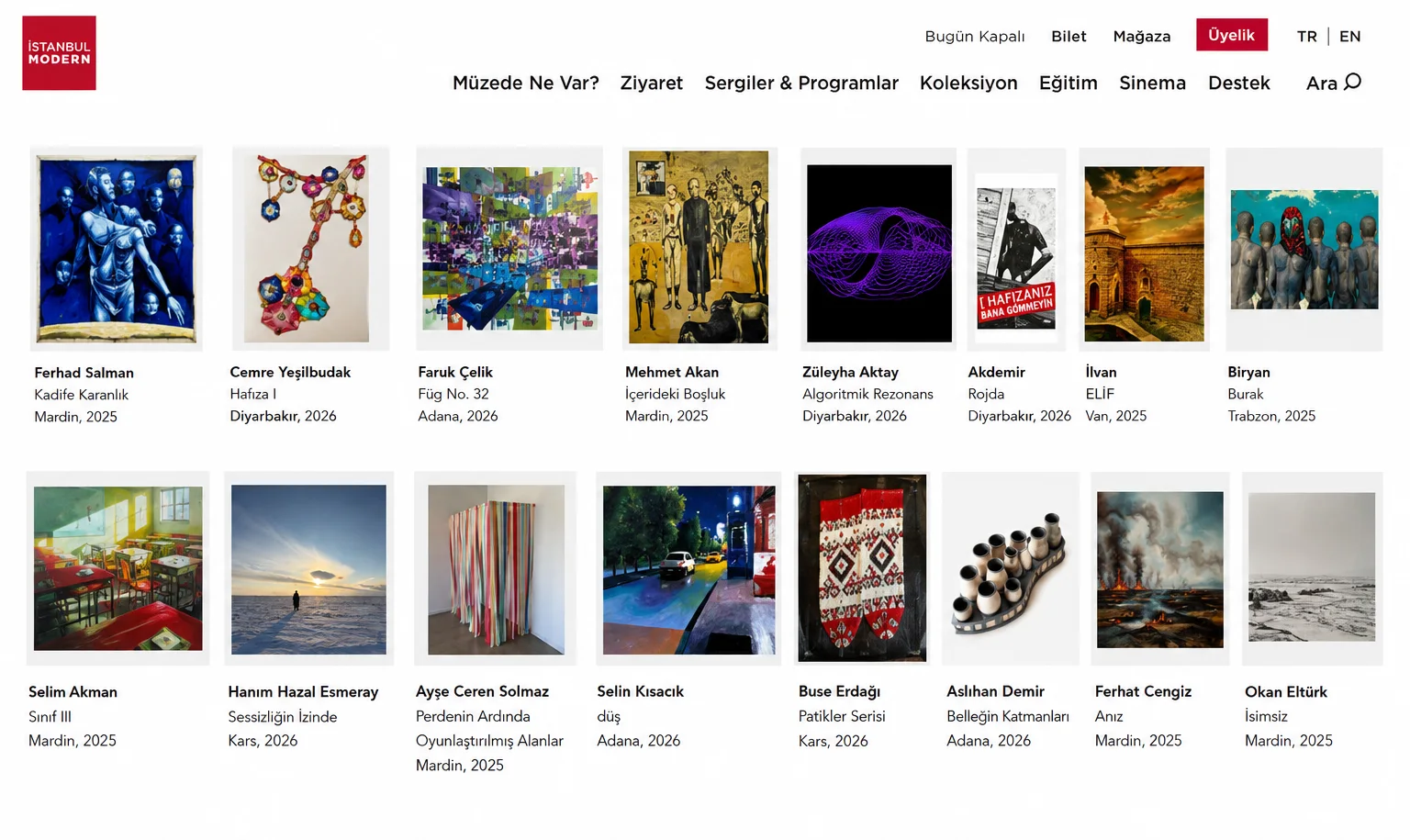 İstanbul Modern Sanat Yolunda Katılımcı Galerisi’nin çevrim içi arşiv görünümü