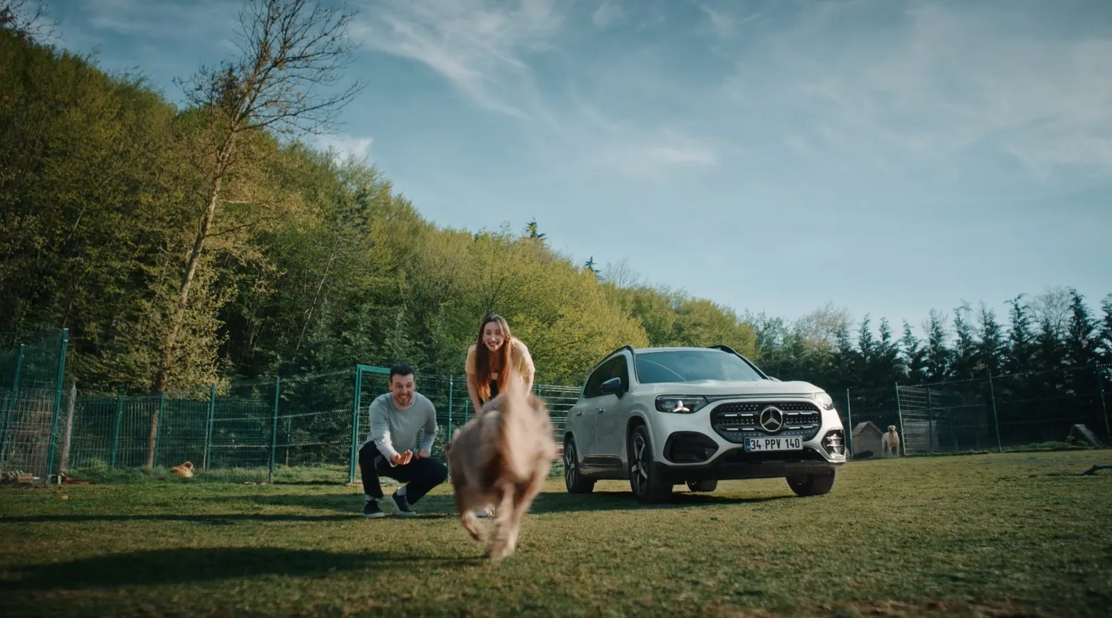 İlk Yolculuk filminde yeni sahiplenilen köpekle otomobilde yolculuk eden aile